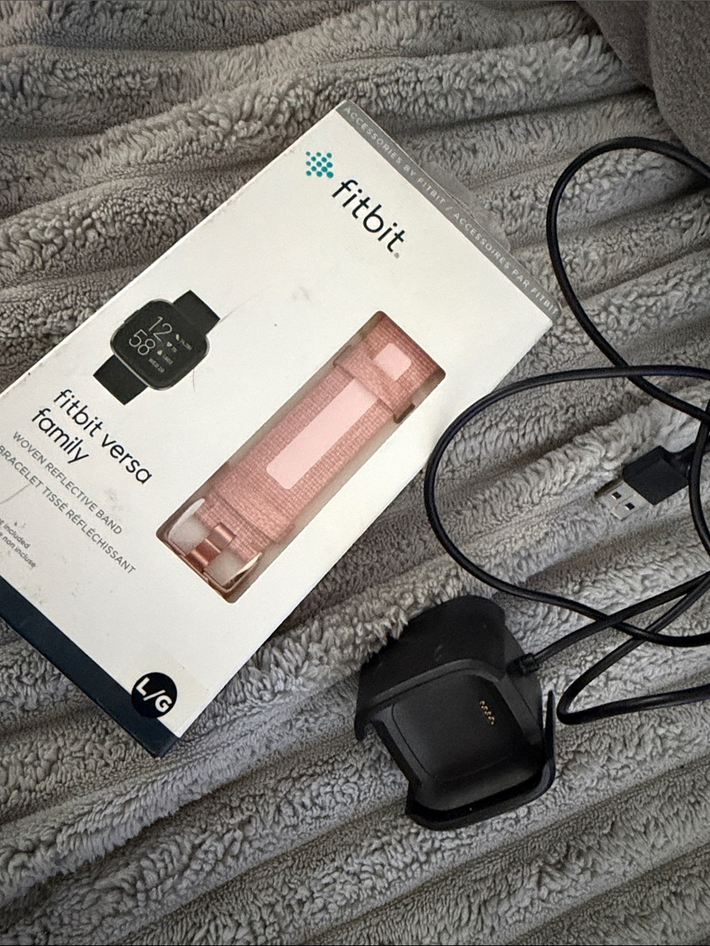 Fitbit Versa Woven Reflective Band L/G + Fitbit Versa 2 Charger